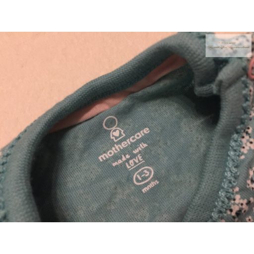 Mothercare 1-3 hó 6,5 kg zöld, fodros-virágmintás pamut lány body - újszerű,hibátlan