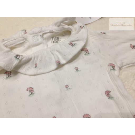 Fred§Flo up to 3 month 62 cm fodros-gomba mintás pamut lány body - új, címkés