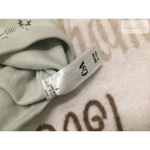 C§A 9-12 hó 80 cm zöld, medve-süni mintás pamut fiú body-újszerű,hibátlan