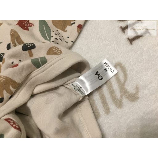 C§A 2-3 év 98 cm bézs, nyuszi - róka - gomba mintás pamut body - új, szettet bontottam 