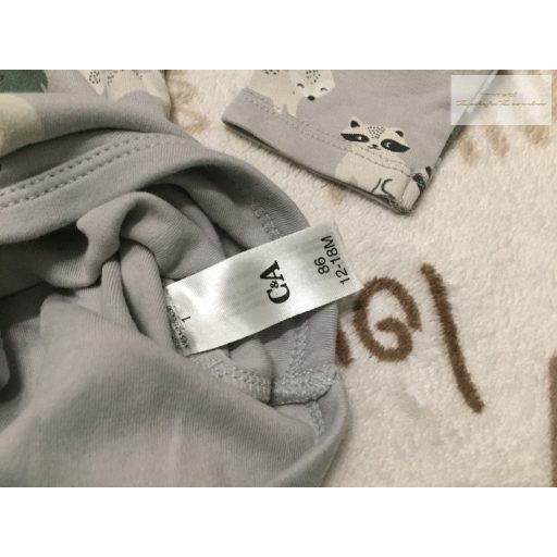 C§A 12-18 hó 86 cm szürke, színes állat mintás  pamut fiú body újszerű,hibátlan