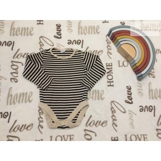   Fred§Flo 6-9 hó 68 - 74 cm bézs csíkos pamut fiú body- újszerű,hibátlan