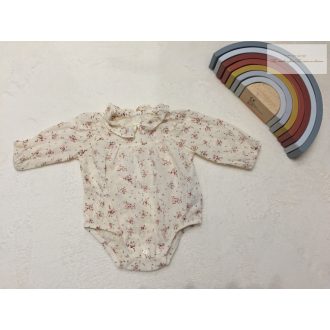   Zara 0-1 hó 56 cm bézs, apró virágmintás vékony anyagú lány body-újszerű,hibátlan