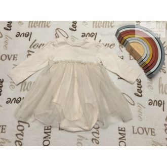   H§M 6-9 hó 74 cm  bézs,  pamut - tüll lány body-ruha- újszerű,hibátlan