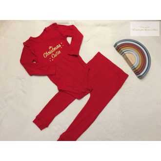   Nutmeg 2 -3 év 92 -98  cm  piros, arany feliratos pamut lány body és legging szett- újszerű,hibátlan