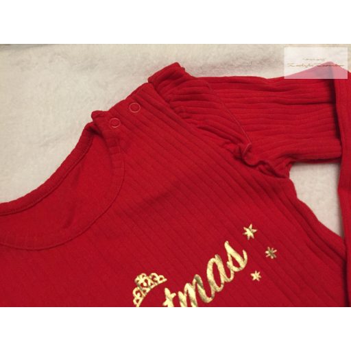 Nutmeg 2 -3 év 92 -98  cm  piros, arany feliratos pamut lány body és legging szett- újszerű,hibátlan