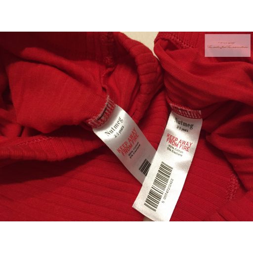 Nutmeg 2 -3 év 92 -98  cm  piros, arany feliratos pamut lány body és legging szett- újszerű,hibátlan