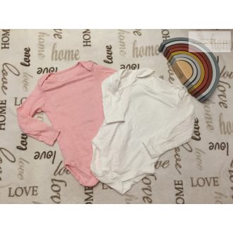   Dunnes 12-18 hó 80-86  cm fehér -rózsaszín anyagában mintás puha pamut lány body  szett 2 db -  új, szettet bontottam