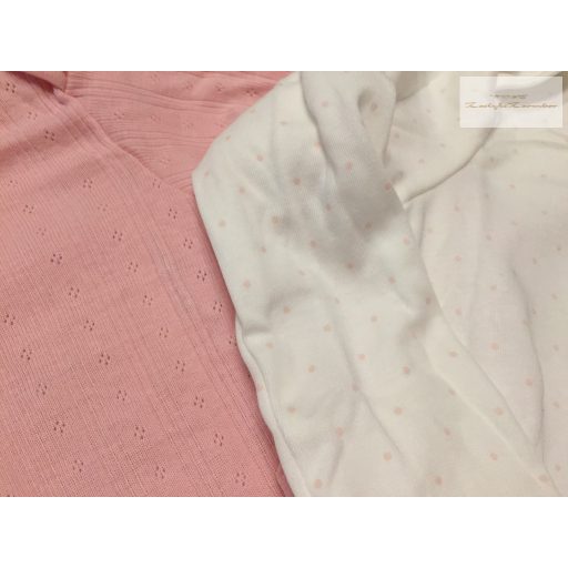 Dunnes 12-18 hó 80-86  cm fehér -rózsaszín anyagában mintás puha pamut lány body  szett 2 db -  új, szettet bontottam