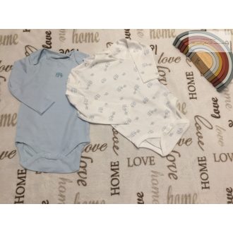   Next 12-18 hó 86 cm kék - fehér elefánt mintás  pamut fiú body szett 2 db-új, szettet bontottam
