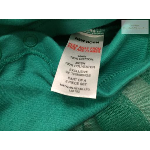 Matalan újszülött 56 cm zöld, tüll szoknyás pamut lány body  újszerű,hibátlan- karácsonyi