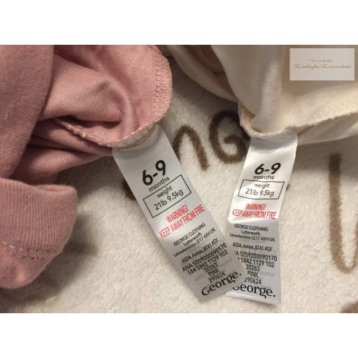 George 6-9 hó 68-74 cm szív és virágmintás pamut lány body szett 2 db-  új, szettet bontottam