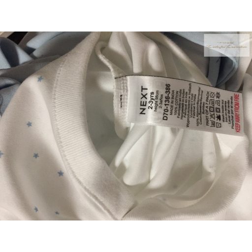 Next 2-3 év 98 cm  kék csíkos-csillagos -elefánt mintás pamut fiú body szett 3 db - új, címkés-szettet bontottam