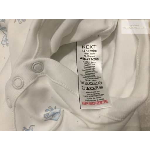 Next 12-18 hó 86 cm világoskék csíkos és elefánt mintás pamut fiú body szett 2 db  - új,szettet bontottam