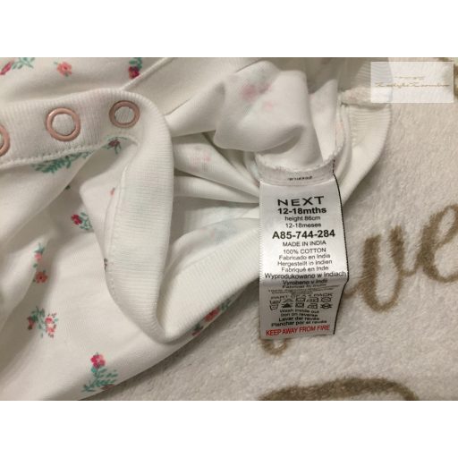 Next 12-18 hó 86 cmvirág és  nyuszi  mintás pamut lány body szett 2 db  - új,címkés