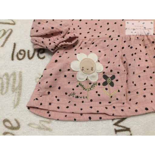 George 0 - 3 hó 56 -62 cm rózsaszín pöttyös, virágmintás puha pamut lány felső és hajpánt-új, csak lecímkézve