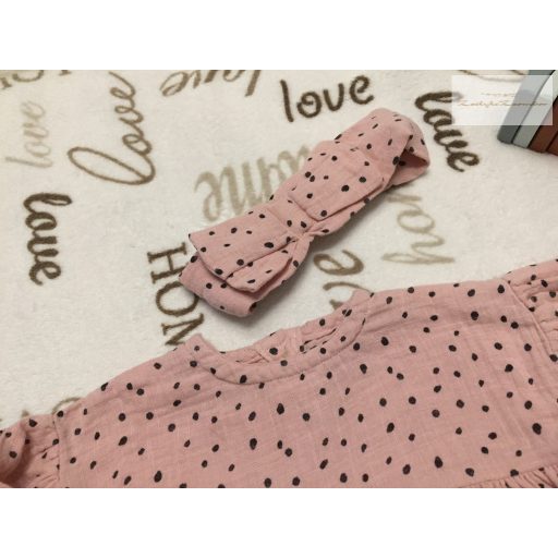 George 0 - 3 hó 56 -62 cm rózsaszín pöttyös, virágmintás puha pamut lány felső és hajpánt-új, csak lecímkézve