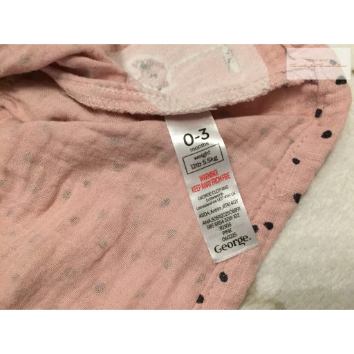 George 0 - 3 hó 56 -62 cm rózsaszín pöttyös, virágmintás puha pamut lány felső és hajpánt-új, csak lecímkézve
