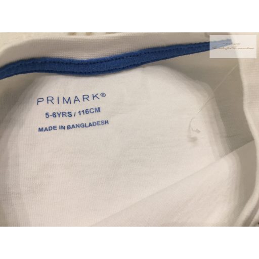 Primark 5-6 év 110-116 cm fehér, színes feliratos - mintás pamut fiú felső- - új, csak lecímkézve