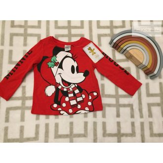   Next 12 - 18 hó 86 cm piros karácsonyi Minnie mintás pamut lány  felső -új, címkés