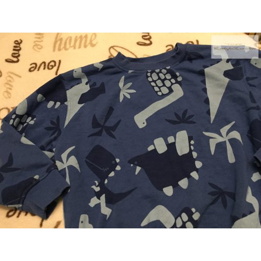 Primark 4-5 év 104-110 cm kék,  dinó mintás hurkolt pamut fiú felső/ pulóver -  újszerű,hibátlan