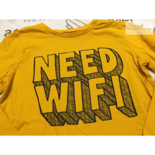 George 8-9 év 128 -134 -cm  sárga, fekete Need Wifi feliratos  pamut fiú felső -újszerű,hibátlan