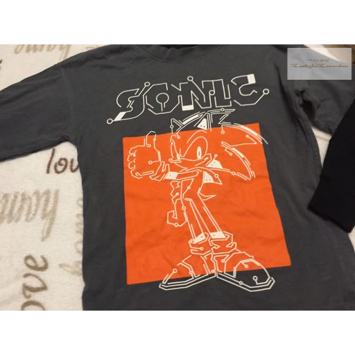 George 5 - 6 év 110 -116  cm szürke-fekete Sonic mintás pamut fiú felső-újszerű, hibátlan 