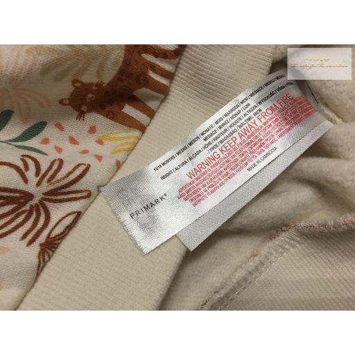 Primark 12- 18 hó 80 -86 cm bézs, cica-tigris-virágmintás pamut lány felső/ pulóver- újszerű,hibátlan