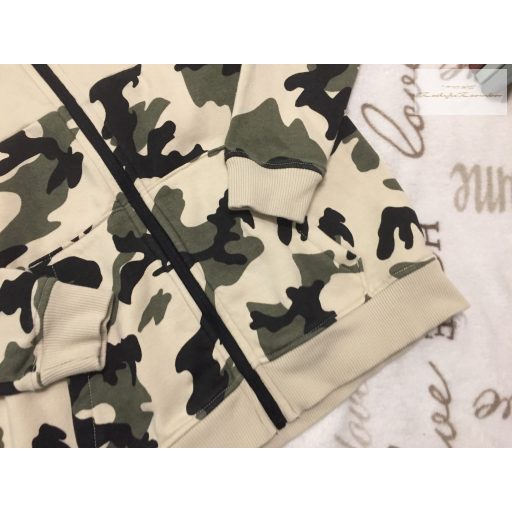 George 11-12 év 146-152 cm bézs-terepmintás puha pamut fiú kapucnis felső/ pulóver- újszerű,hibátlan