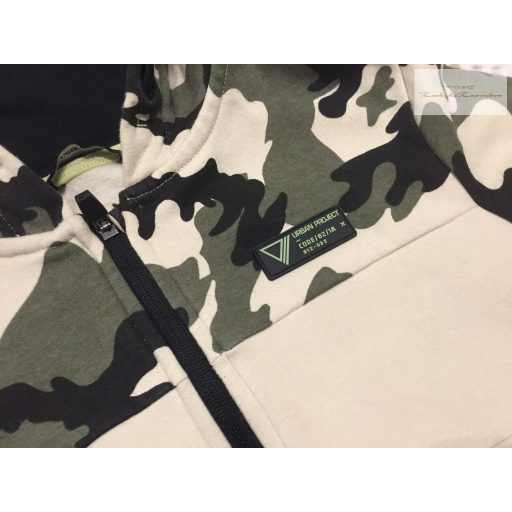 George 11-12 év 146-152 cm bézs-terepmintás puha pamut fiú kapucnis felső/ pulóver- újszerű,hibátlan