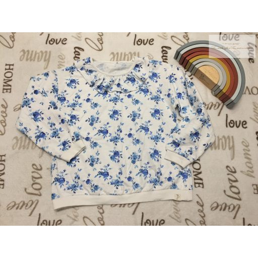 George 8-9 év 128 -134 -cm kék virágmintás - fodros vékonyabb  pamut lány felső/ pulóver újszerű,hibátlan