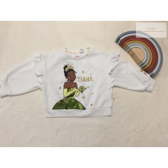   Disney 18- 24 hó 92 cm fehér, Tiana hercegnő mintás puha pamut lány felső/ pulóver- újszerű,hibátlan