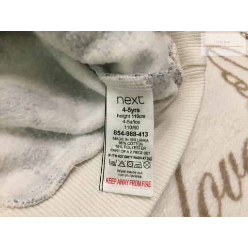 Next 4 -5 év 110 cm fehér, terepmintás puha pamut fiú  felső/ pulóver - újszerű,hibátlan 