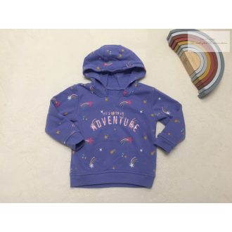   Dunnes 18-24 hó 86-92 cm lila, színes csillag mintás - feliratos pamut lány felső/ pulóver- újszerű,hibátlan