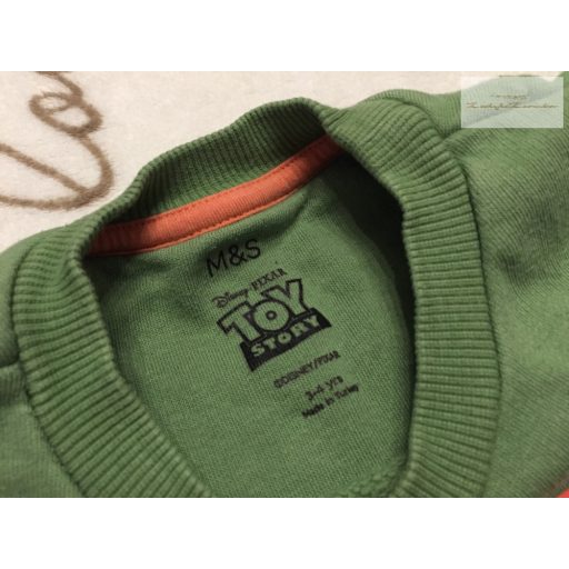 M§S 3-4 év 104 cm zöld, dinó mintás pamut fiú felső/ pulóver -újszerű,hibátlan- Toy Story