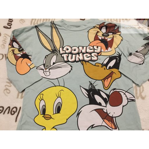 Next 3-4 év 104 cm türkiz, LOOneyTunes állatok mintás pamut fiú felső - újszerű,hibátlan