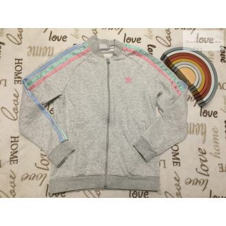   Adidas 12 -13 év 158 cm szürke , oldalt színes csíkos pamut lány felső/ pulóver - újszerű,hibátlan