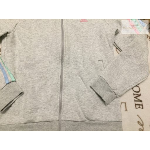 Adidas 12 -13 év 158 cm szürke , oldalt színes csíkos pamut lány felső/ pulóver - újszerű,hibátlan