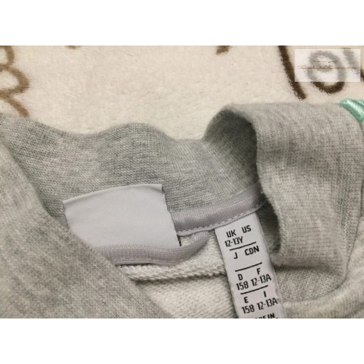 Adidas 12 -13 év 158 cm szürke , oldalt színes csíkos pamut lány felső/ pulóver - újszerű,hibátlan