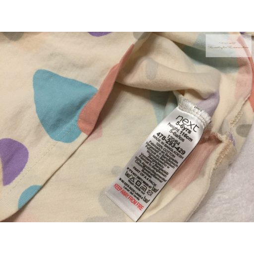 Next 5 -6 év 116 cm bézs, színes mintás pamut ány felső- újszerű,hibátlan- túlméretes