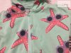TU 18  - 24 hó 86 - 92 cm zöld, rózsaszín tengeri csillag mintás pamut lány felső/ pulóver -újszerű,hibátlan