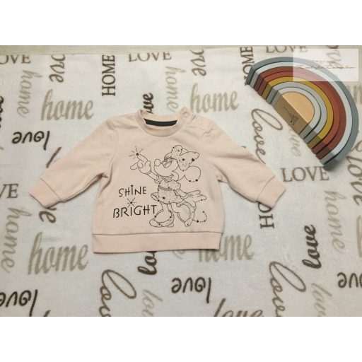 Disney at Primark 3-6 hó 62-68 cm bézs, Minnie mintás vékony pamut lány felső/ pulóver -újszerű,hibátlan