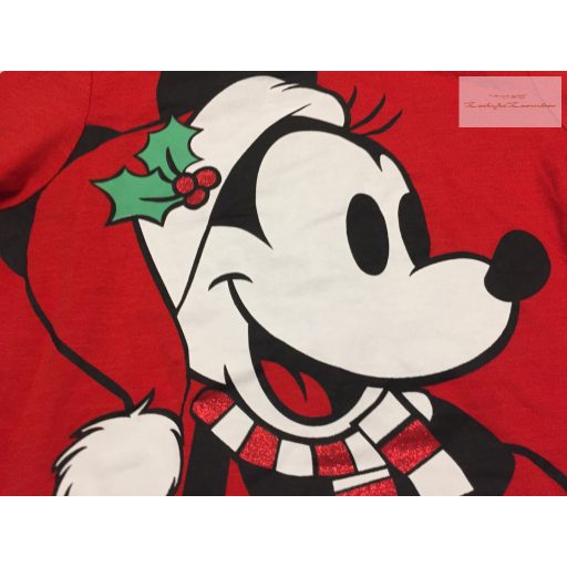 Next 7 év 122 cm piros, Mickey mintás pamut fiú felső- új, címkés -karácsonyi