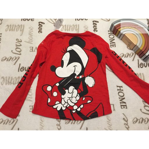 Next 7 év 122 cm piros, Mickey mintás pamut fiú felső- új, címkés -karácsonyi