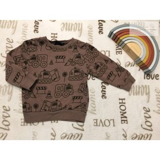 Next 18 - 24 hó 86-92 cm  barna, munkagép mintás pamut fiú felső/ pulóver-újszerű,hibátlan   Next 18 - 24 hó 86-92 cm  barna, munkagép mintás pamut fiú felső/ pulóver-újszerű,hibátlan