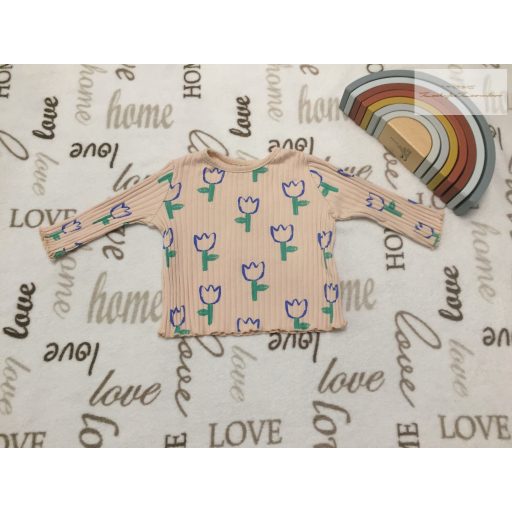 George 3-6 hó 62-68 cm  színes tulipán mintás bordázott pamut  lány felső-  -újszerű,hibátlan