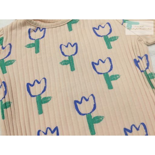 George 3-6 hó 62-68 cm  színes tulipán mintás bordázott pamut  lány felső-  -újszerű,hibátlan
