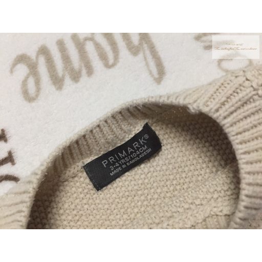 Primark 3-4 év 98-104 cm bézs, kötött fiú felső/ pulóver - újszerű,hibátlan