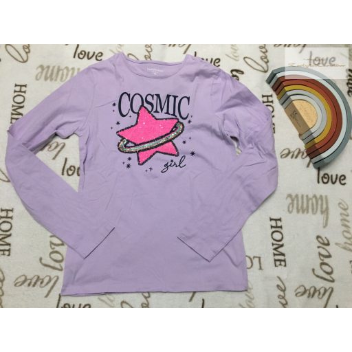 In Extenso 14 év 155-160 cm  lila, flitteres csillag mintás pamut lány felső - újszerű,hibátlan