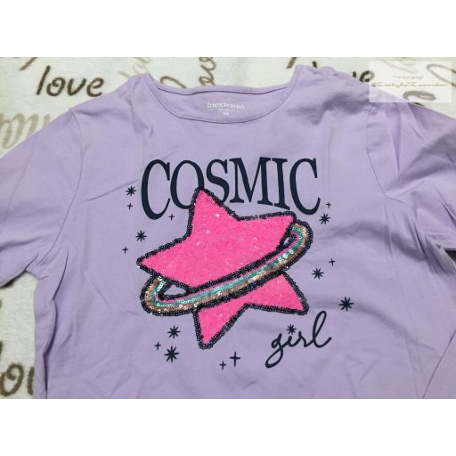 In Extenso 14 év 155-160 cm  lila, flitteres csillag mintás pamut lány felső - újszerű,hibátlan